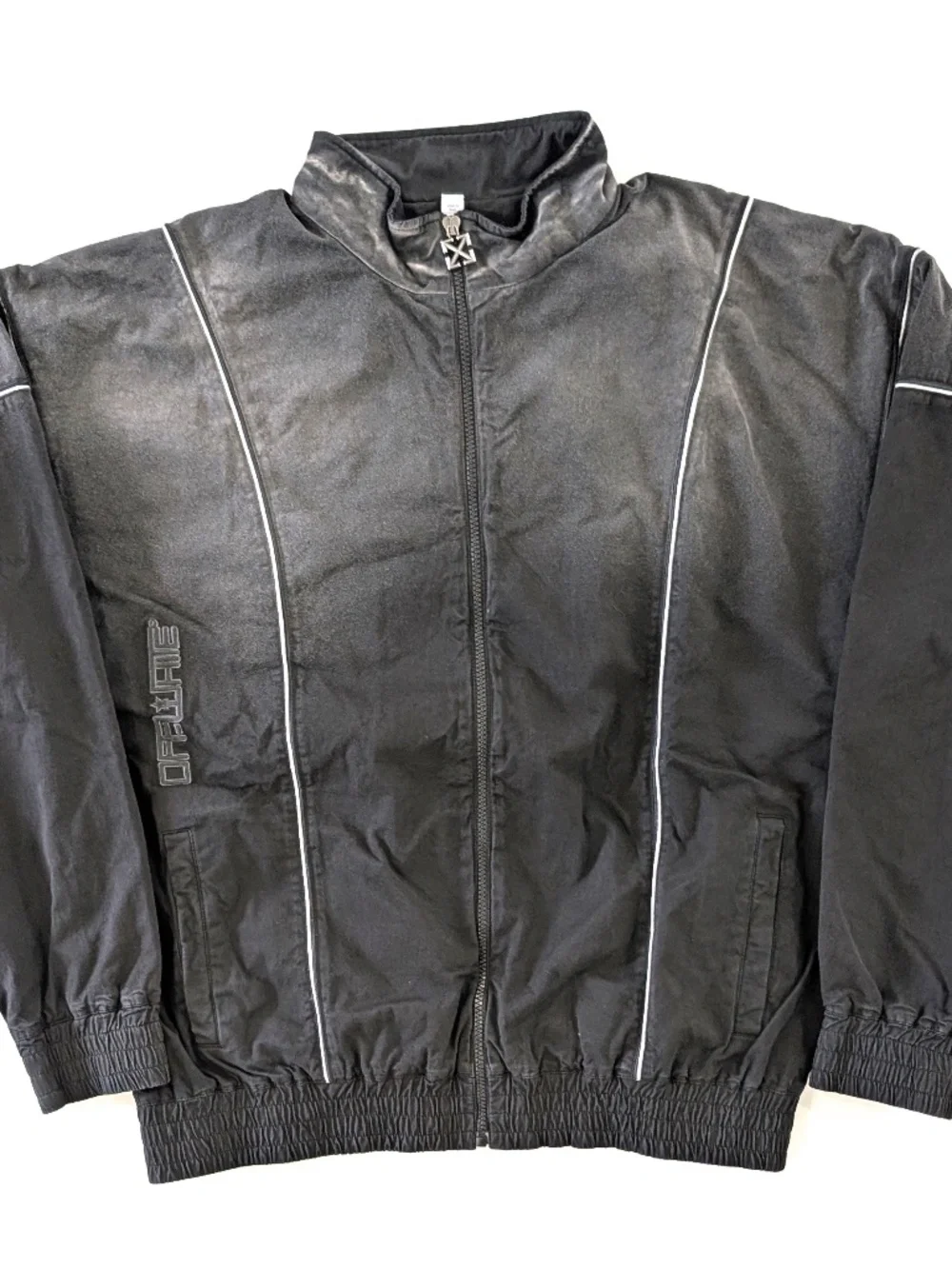 OFF-WHITE Offline Garment Dyed Gradient Track Jacket Size XL Black Mesh Lining